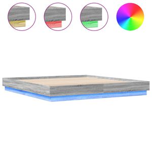vidaXL R&aacute;m postele s LED osvětlen&iacute;m &scaron;ed&yacute; sonoma 200 x 200 cm