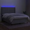 vidaXL Box spring postel s matrac&iacute; a LED světle &scaron;ed&aacute; 140x200 cm textil