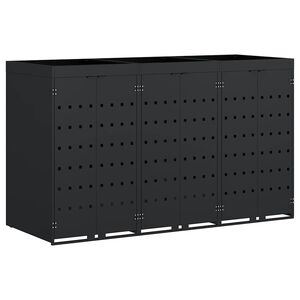 vidaXL &Uacute;ložn&yacute; box na 3 popelnice Čern&aacute; 204 x 77,5 x 121,5 cm
