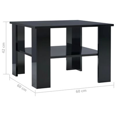 vidaXL Konferenční stolek černý vysoký lesk 60x60x42 cm dřevotříska