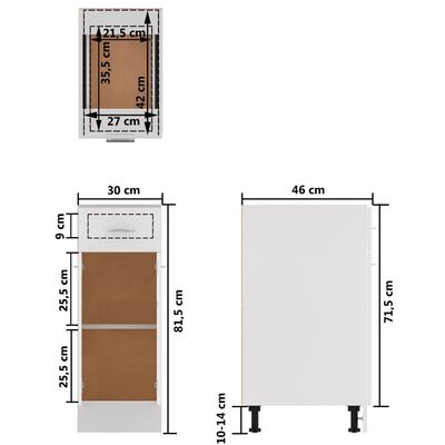 vidaXL Spodní skříňka se zásuvkou bílá 30 x 46 x 81,5 cm dřevotříska
