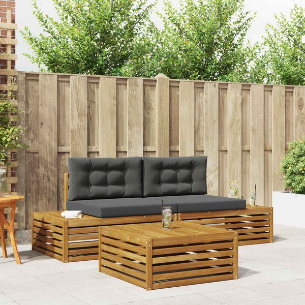 vidaXL Venkovn&iacute; pohovkov&aacute; souprava 3 Kus Přirozen&aacute; a Anthracitov&aacute;