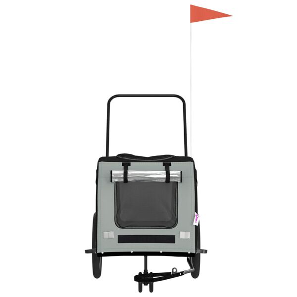 vidaXL Vozík za kolo pro psa černý a šedý oxfordská tkanina a železo