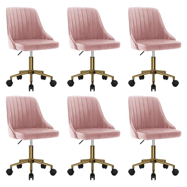 vidaXL Otočn&eacute; j&iacute;deln&iacute; židle 6 ks růžov&eacute; samet