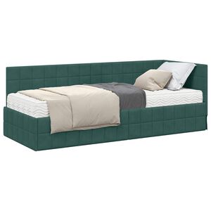vidaXL Rohov&yacute; r&aacute;m postele s matrac&iacute; 2 ks Tmavě zelen&aacute; 80 x 200 cm