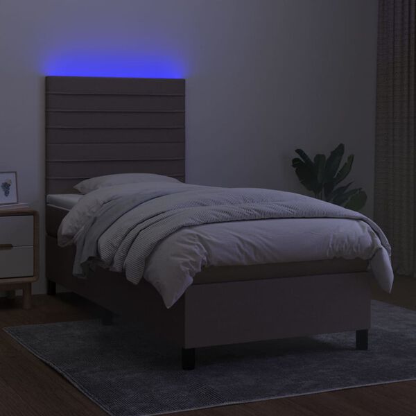 vidaXL Box spring postel s matrac&iacute; a LED taupe 80 x 200 cm textil