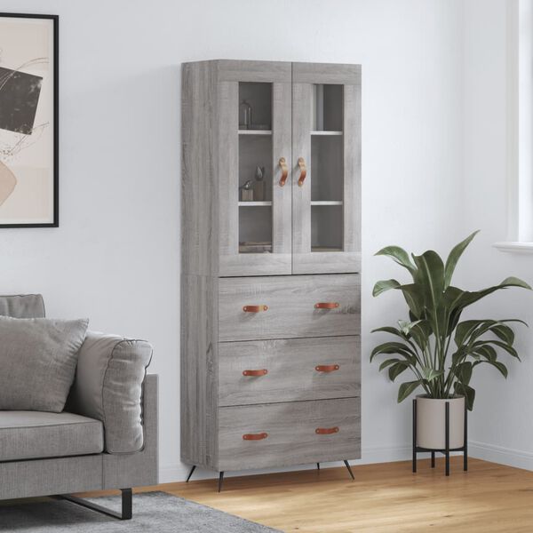 vidaXL Skř&iacute;ň highboard &scaron;ed&aacute; sonoma 69,5 x 34 x 180 cm kompozitn&iacute; dřevo