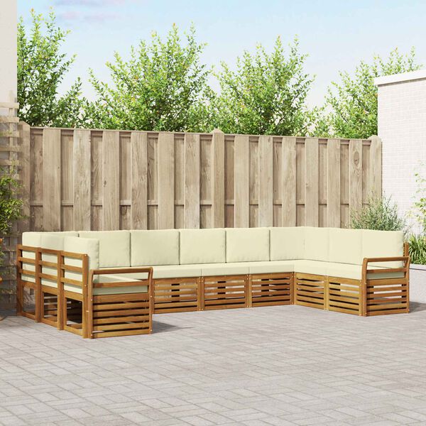 vidaXL Rohov&aacute; sofa sada s pol&scaron;t&aacute;řem 10 pcs Přirozen&aacute; a Kr&eacute;mov&aacute;