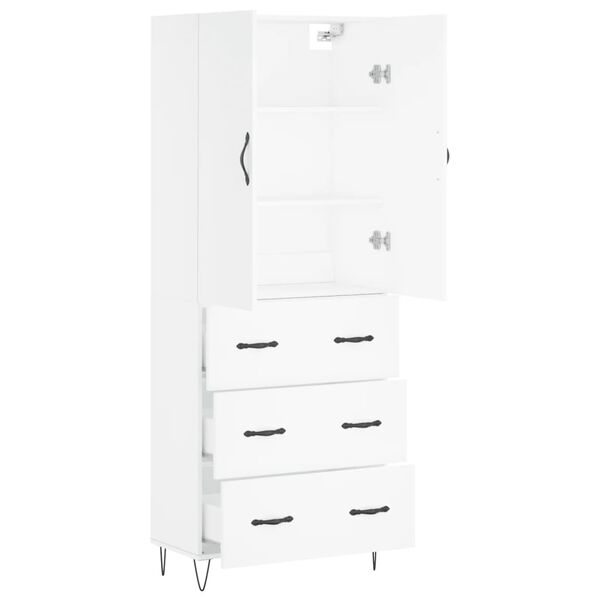 vidaXL Skř&iacute;ň highboard b&iacute;l&aacute; 69,5 x 34 x 180 cm kompozitn&iacute; dřevo