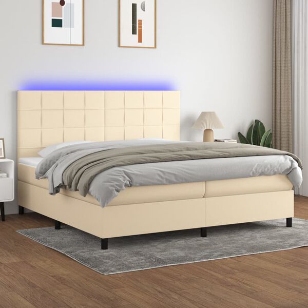 vidaXL Box spring postel s matrac&iacute; a LED kr&eacute;mov&aacute; 200x200 cm textil