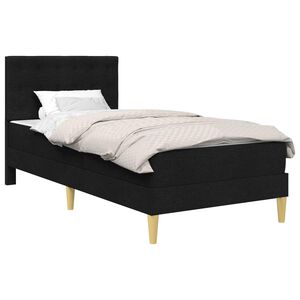 vidaXL R&aacute;m postele s matrac&iacute; s čelo Čern&yacute; 90 x 190 cm textil