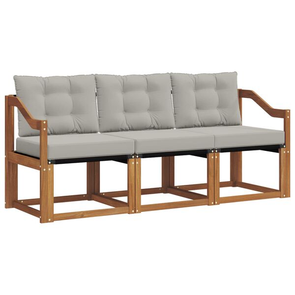 vidaXL Venkovn&iacute; pohovkov&aacute; souprava 3 pcs Př&iacute;rodn&iacute; a světle &scaron;ed&aacute;