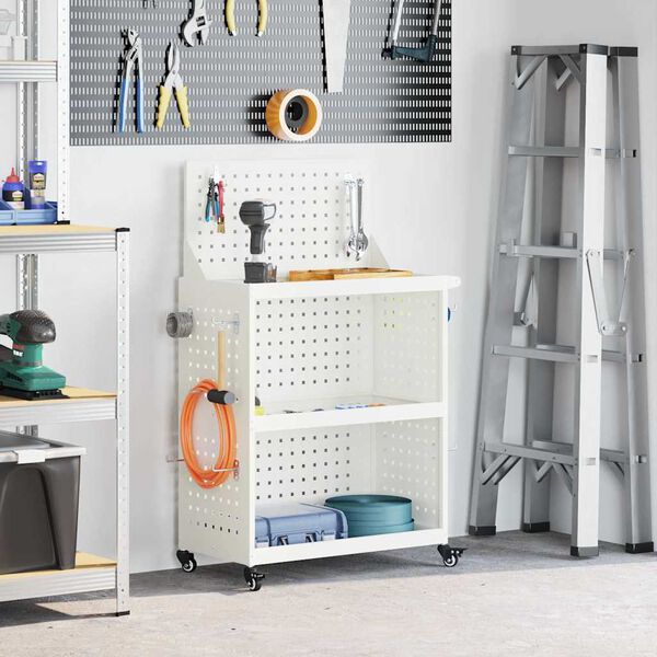 vidaXL Nástrojový vozík Bílá 65 x 35 x 111 cm Studeně tažená ocel
