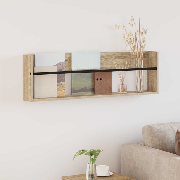 vidaXL Reg&aacute;l na časopisy Sonoma dub 100 x 12 x 30 cm kompozitn&iacute; dřevo