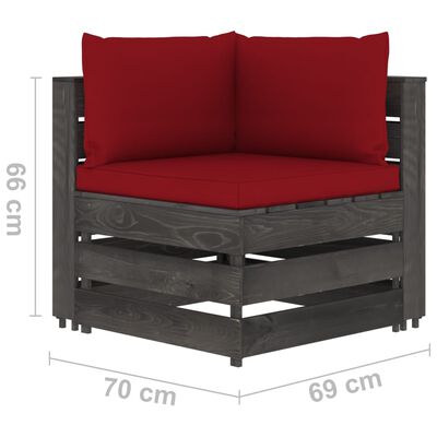 vidaXL 12dílná sedací souprava s poduškami šedé impregnované dřevo