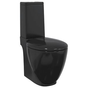 vidaXL Keramick&eacute; WC zadn&iacute; odpad čern&eacute;
