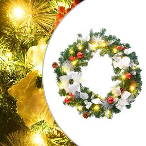 vidaXL V&aacute;nočn&iacute; věnec s LED diodami zelen&yacute; 60 cm PVC