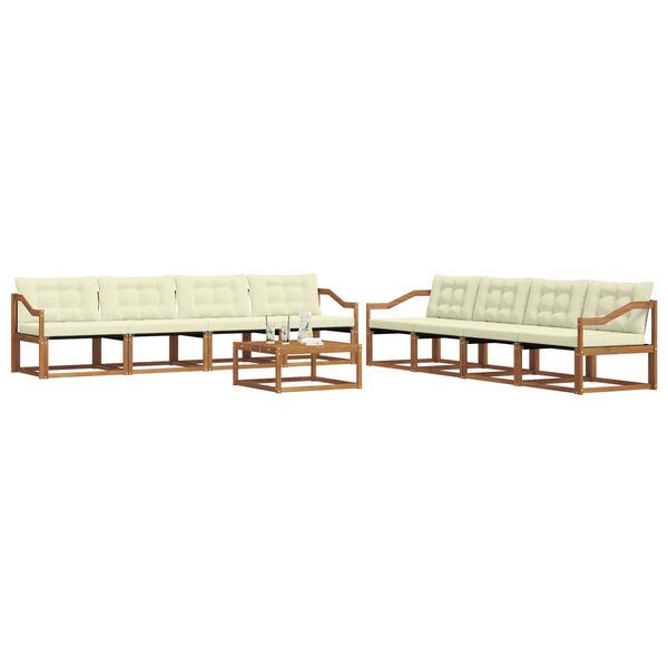 vidaXL Venkovn&iacute; pohovkov&aacute; souprava 9 pcs Přirozen&aacute; a Kr&eacute;mov&aacute;