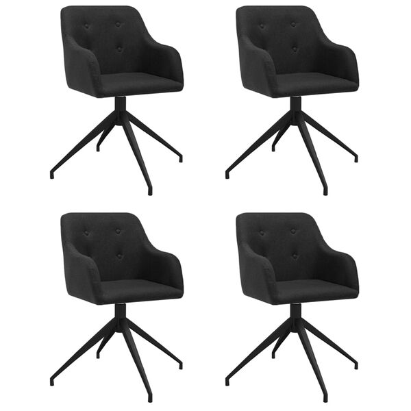 vidaXL Otočn&eacute; j&iacute;deln&iacute; židle 4 ks čern&eacute; textil