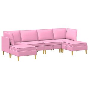 vidaXL Modul&aacute;rn&iacute; pohovka se storage 6 ks Růžov&aacute; Textil