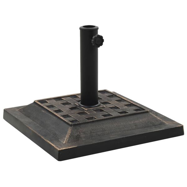 vidaXL Stojan na slunečník čtvercový bronzový 12 kg polyresin