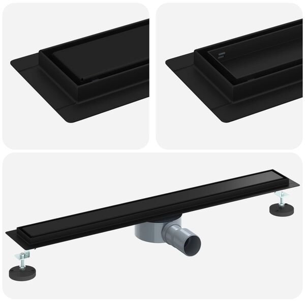 vidaXL Sprchov&yacute; odtok 2 v 1 s 360&deg; sifonem Čern&aacute; 70 cm