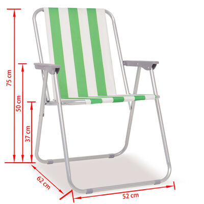 vidaXL Skládací kempingové židle 2 ks zeleno-bílé ocel 52 x 62 x 75 cm