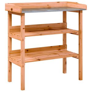 vidaXL Přesazovac&iacute; stůl s policemi hněd&yacute; 78x38x82,5 cm masivn&iacute; jedle