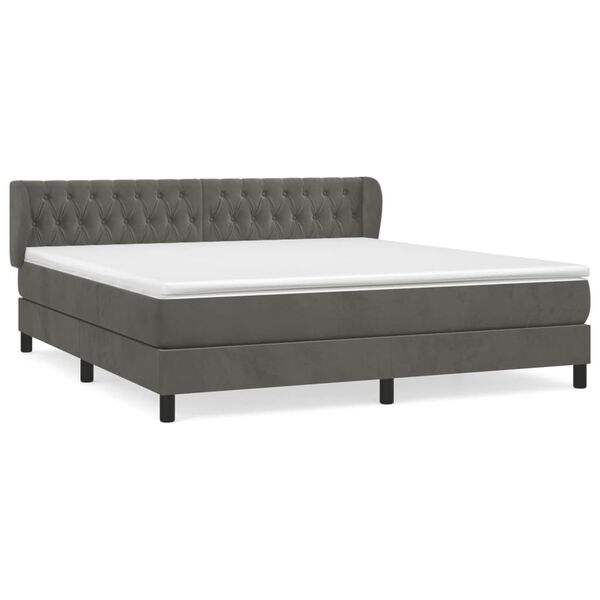 vidaXL Box spring postel s matrac&iacute; tmavě &scaron;ed&aacute; 180x200 cm samet