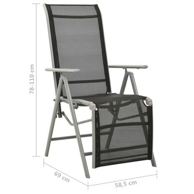 vidaXL Polohovací zahradní židle 2 ks textilen a hliník stříbrné
