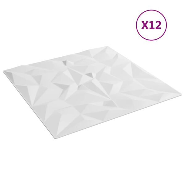 vidaXL Nástěnné panely 12 ks bílé 50 x 50 cm XPS 3 m² ametyst