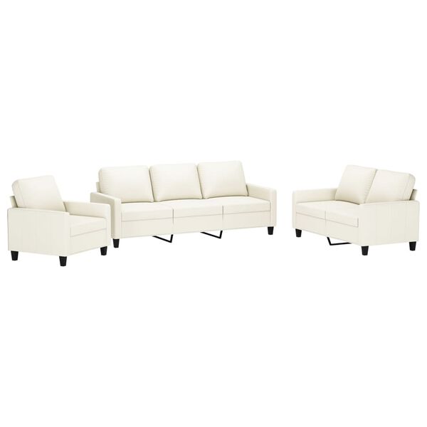 vidaXL 3d&iacute;ln&aacute; sedac&iacute; souprava s podu&scaron;kami kr&eacute;mov&aacute; uměl&aacute; kůže