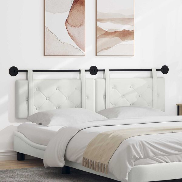 vidaXL Z&aacute;věsn&aacute; čeln&iacute; deska N&aacute;stěnn&yacute; B&iacute;l&yacute; 190 x 55 x 5 cm Uměl&aacute; kůže