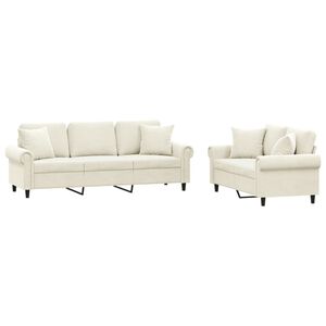 vidaXL 2d&iacute;ln&aacute; sedac&iacute; souprava s pol&scaron;t&aacute;ři kr&eacute;mov&aacute; samet
