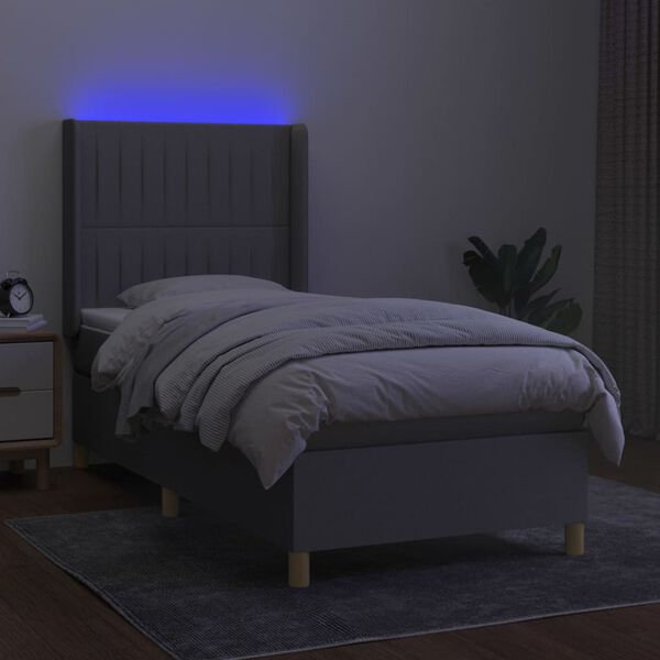 vidaXL Box spring postel s matrac&iacute; a LED světle &scaron;ed&aacute; 80x200 cm textil