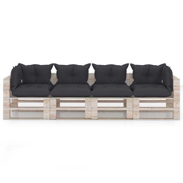 vidaXL Zahradn&iacute; 4m&iacute;stn&aacute; pohovka z palet s podu&scaron;kami borovice