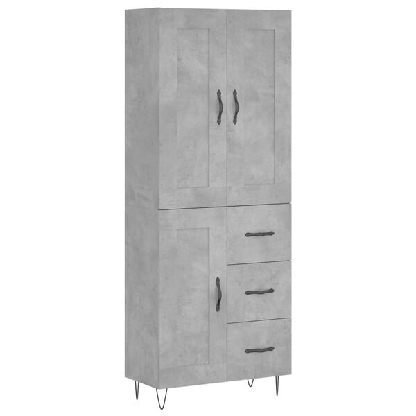 vidaXL Skř&iacute;ň highboard betonově &scaron;ed&aacute; 69,5x34x180 cm kompozitn&iacute; dřevo