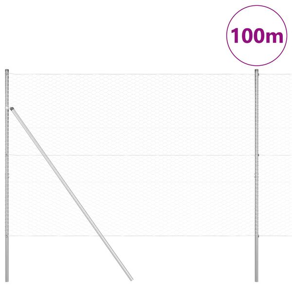 vidaXL Plotov&yacute; sloupek. Stř&iacute;brn&aacute; 100 x 1,6 m (s&iacute;ťka 36 mm) Ocel