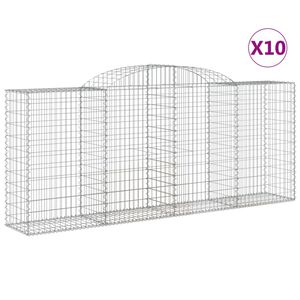 vidaXL Klenut&eacute; gabionov&eacute; ko&scaron;e 10ks 300x50x120/140cm pozinkovan&eacute; železo