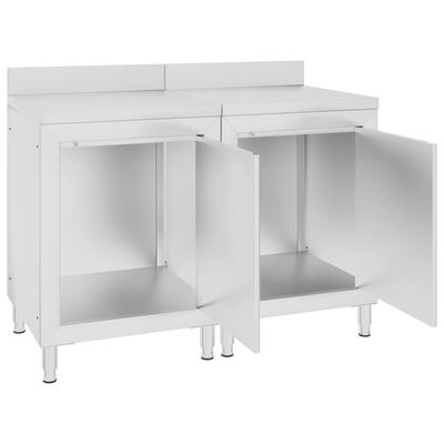 vidaXL Gastro pracovní stůl se skříňkou 120 x 60 x 96 cm nerezová ocel
