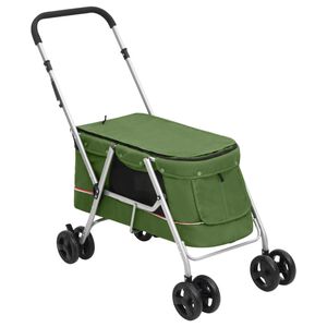 vidaXL Skl&aacute;dac&iacute; koč&aacute;rek pro psa zelen&yacute; 100 x 49 x 96 cm lněn&aacute; tkanina