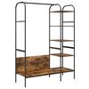 vidaXL Kovov&yacute; stojan na oblečen&iacute; s polic&iacute; Hněd&yacute; dub 120 x 44 x 160 cm