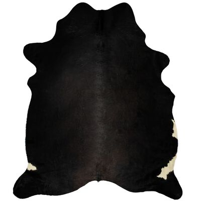 vidaXL Koberec z pravé hovězí kůže černý 150 x 170 cm