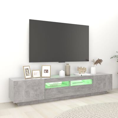 vidaXL TV skříňka s LED osvětlením betonově šedá 200 x 35 x 40 cm