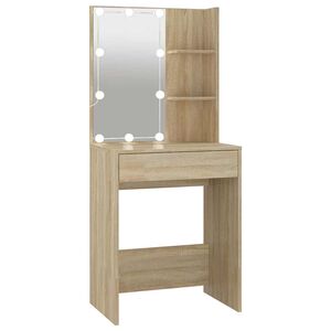 vidaXL Toaletn&iacute; stolek s LED dub sonoma 60 x 40 x 140 cm