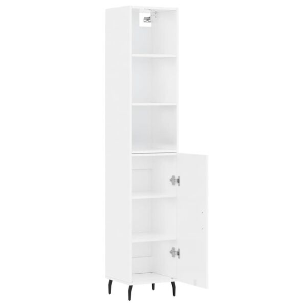 vidaXL Skř&iacute;ň highboard b&iacute;l&aacute; s vysok&yacute;m leskem 34,5x34x180 cm kompozit