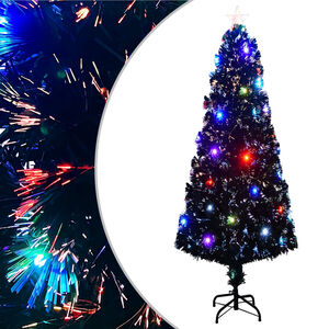 vidaXL Předem osvětlen&yacute; v&aacute;nočn&iacute; stromek se stojanem a LED 240 cm optick&eacute; vl&aacute;kno