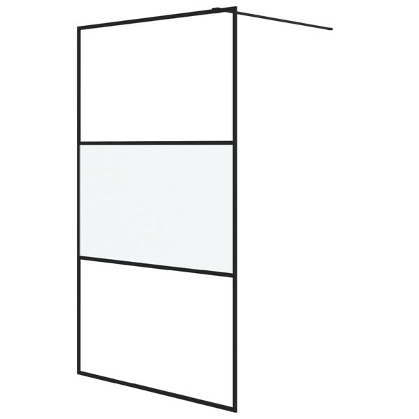 vidaXL Sprchov&aacute; z&aacute;stěna walk-in čern&aacute; 115x195 cm napůl ml&eacute;čn&eacute; ESG sklo