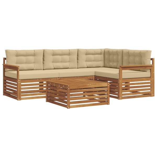 vidaXL Venkovn&iacute; pohovkov&aacute; souprava 5 pcs Přirozen&aacute; a B&eacute;žov&aacute;