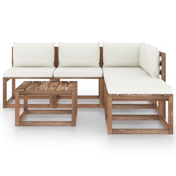 vidaXL 6d&iacute;ln&aacute; zahradn&iacute; sedac&iacute; souprava z palet s podu&scaron;kami borovice